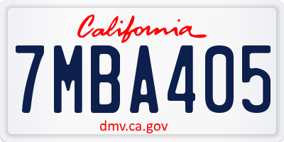 CA license plate 7MBA405