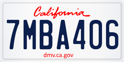CA license plate 7MBA406