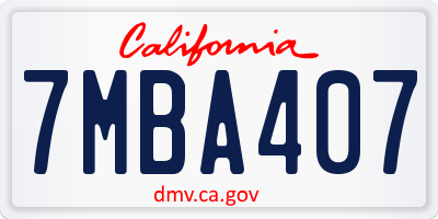 CA license plate 7MBA407