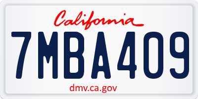 CA license plate 7MBA409