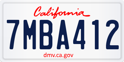 CA license plate 7MBA412