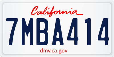 CA license plate 7MBA414