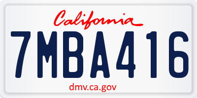 CA license plate 7MBA416