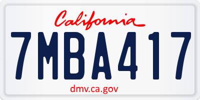 CA license plate 7MBA417