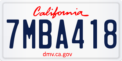 CA license plate 7MBA418