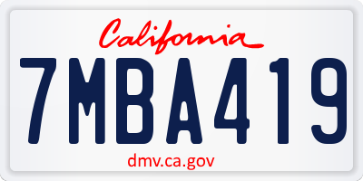CA license plate 7MBA419