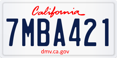 CA license plate 7MBA421