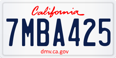 CA license plate 7MBA425
