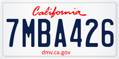 CA license plate 7MBA426