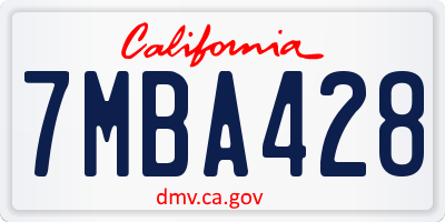 CA license plate 7MBA428