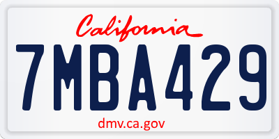 CA license plate 7MBA429