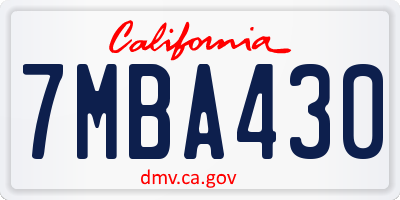 CA license plate 7MBA430