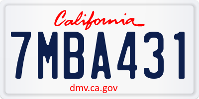 CA license plate 7MBA431
