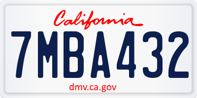 CA license plate 7MBA432