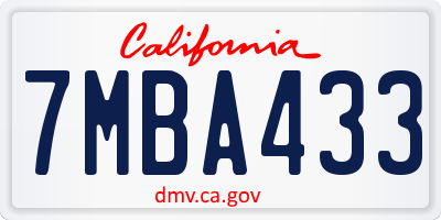 CA license plate 7MBA433