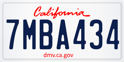 CA license plate 7MBA434