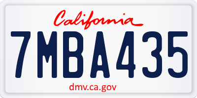 CA license plate 7MBA435