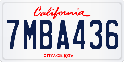 CA license plate 7MBA436