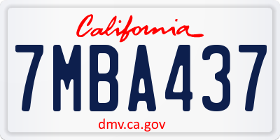 CA license plate 7MBA437