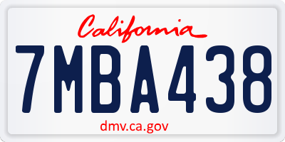 CA license plate 7MBA438