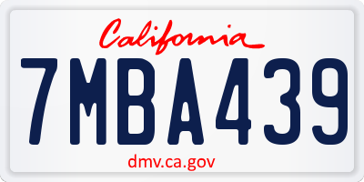 CA license plate 7MBA439