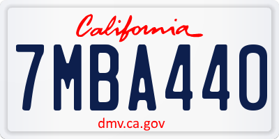 CA license plate 7MBA440