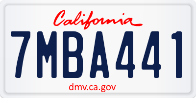 CA license plate 7MBA441