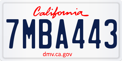 CA license plate 7MBA443