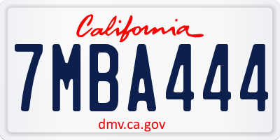 CA license plate 7MBA444