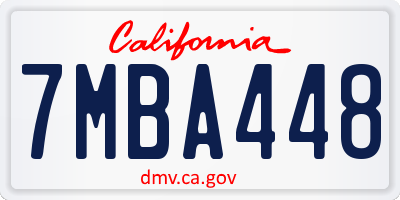 CA license plate 7MBA448