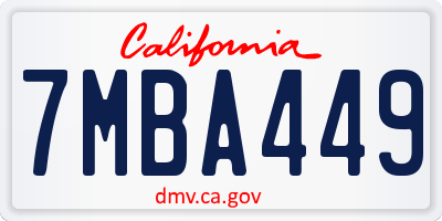 CA license plate 7MBA449