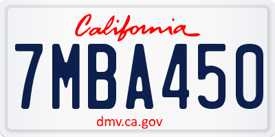 CA license plate 7MBA450