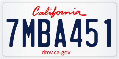 CA license plate 7MBA451