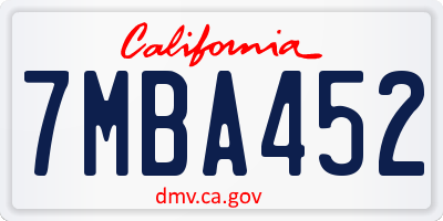 CA license plate 7MBA452