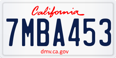 CA license plate 7MBA453