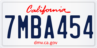 CA license plate 7MBA454