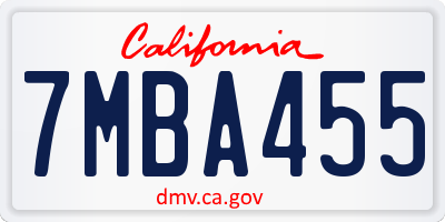 CA license plate 7MBA455