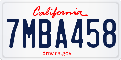 CA license plate 7MBA458