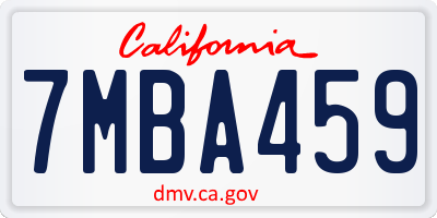 CA license plate 7MBA459