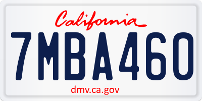 CA license plate 7MBA460