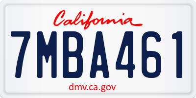 CA license plate 7MBA461