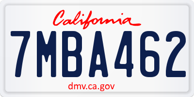 CA license plate 7MBA462