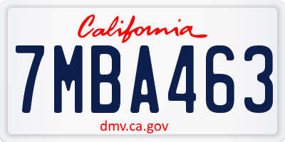 CA license plate 7MBA463