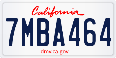CA license plate 7MBA464