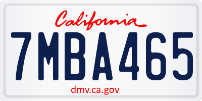 CA license plate 7MBA465