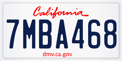 CA license plate 7MBA468