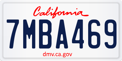 CA license plate 7MBA469