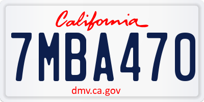 CA license plate 7MBA470