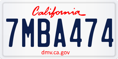 CA license plate 7MBA474