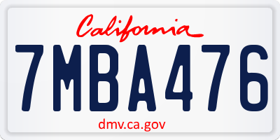 CA license plate 7MBA476